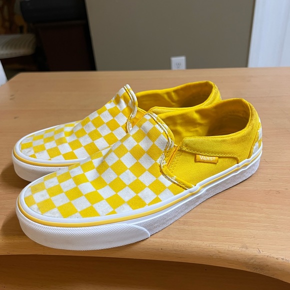 Vans Shoes - Vans Yellow check Slip on Sneakers women 7